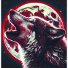Wolf howls at the Full Moon