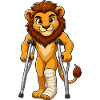 Fighter lion with crutches