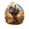Rusty mailbox on the desert path