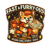 Pizza Delivery Dog on Scooter