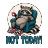 Lazy raccoon on coffee break