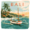Bali Tropical Boat at Sunset