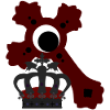 Royal crown and red gothic cross
