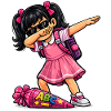 Dabbing ABC-Schützin schwarze Haare