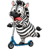 Funny Zebra on Scooter Cartoon