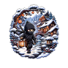 Winter ninja in snowy village