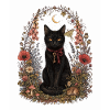 Black Cat in Floral 