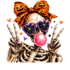 Halloween Skeleton with Orange Bow