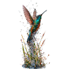 Glowing hummingbird and water splashes