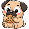 Cute Pug Comic Biscuit Snacking Cartoon