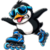 Cool Penguin Inline Skater Funny Comic