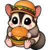 Cute Thylacine Marten with Burger Cartoon