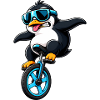 Cool Penguin on Unicycle Funny Comic