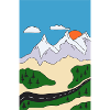 Sunset in mountain landscape
