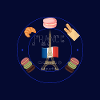 Paris Pastry & Eiffel Flag Badge