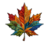 Rainbow leaf with botanical patterns