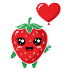 Cuddly strawberry with heart balloon