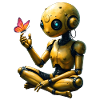 Robot doré avec papillon