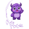 Cute waving purple monster