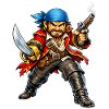 Buccaneer with blue headscarf