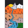Mountain River Sunset Panorama