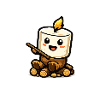Cuddly marshmallow at the campfire