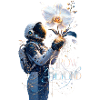 Astronaut and Flower Growing Beyond