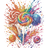 Mehrfarbige Süßigkeiten-Lutscher-Spritzkunst