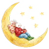 Bunny on the moon with cocoa