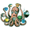 Tired octopus needs coffee