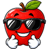 Cute kawaii apple with thumbs up