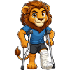 Lion hero with crutches