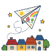 Paper airplanes over rooftops – kindergarten