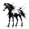 Poney Art Splash Noir