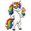 Cooles Einhorn mit Cocktail