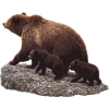Mother bear with boy on rock