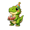 Little Dino with Birthday Cake