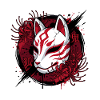 Rote Kitsune Maske im Anime-Stil