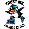 Cool Penguin Inline Skater Funny Comic