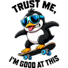 Cool Penguin Skateboarder Comic Saying