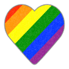 Cœur avec des rayures arc-en-ciel