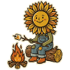 Sunflower Campfire Marshmallow Camping