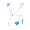 Rock hand with stars and heart