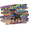 Freundlicher Rottweiler vor collem Graffiti