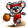Cute koala playing basketball