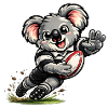 Cute koala playing rugby