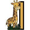 Giraffe am Pfosten – Kinderillustration