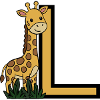 Giraffe and L Print
