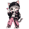 Pink-schwarze Streetwear-Katze