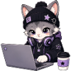 Purple and black coder cat